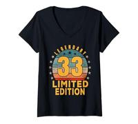 Donna 33° Compleanno Edizione Limitata Legendary Vintage Retro Maglietta con Collo a V