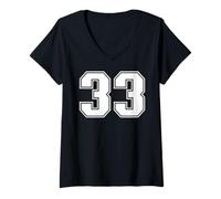 Donna 33 Numero Trentatre Team Sports Graphic Varsity Matching Maglietta con Collo a V