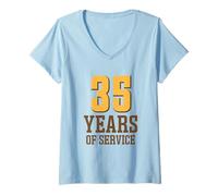 Donna 35 Anni di Servizio Divertente 35° Anniversario di Lavoro Giubileo Maglietta con Collo a V