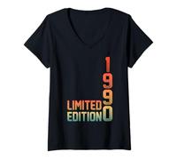 Donna 35th Birthday Gifts Men Women 35 Years Old Vintage 1990 Maglietta con Collo a V