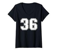 Donna 36 Numero Trentasei Team Sports Graphic Varsity Matching Maglietta con Collo a V