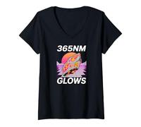 Donna 365nm UV Mineral Hunter Fluorescent Rockhound Sodalite Maglietta con Collo a V