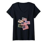 Donna 3D USA Bandiere Amore USA I Love America Meme Bandiera Americana Maglietta con Collo a V