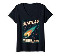 Donna 3I Atlas Visitor da Beyond Vintage Cosmic Art Maglietta con Collo a V