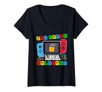 Donna 3rd Grade Level Unlocked Gamer Back to School Boy Maglietta con Collo a V