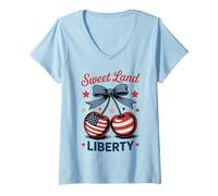 Donna 4 luglio Sweet Land Liberty Celebrate Freedom & Patriotic Maglietta con Collo a V