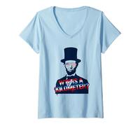 Donna 4 luglio WTF è Un chilometro Abraham Lincoln Patriot Maglietta con Collo a V