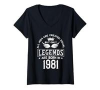 Donna 40 ° Compleanno Regalo 40 Legends Born in Marzo 1981 Maglietta con Collo a V