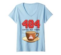 Donna 404 Coffee Not Found Funny Tech Programmer Meme Design Maglietta con Collo a V
