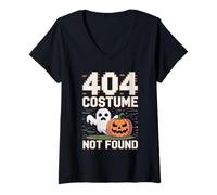 Donna 404 Costume Non Trovato Design Halloween Pixel Art Maglietta con Collo a V