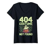 Donna 404 Costume Non Trovato Design Halloween Pixel Art Maglietta con Collo a V