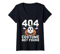 Donna 404 Costume Non Trovato Design Halloween Pixel Art Maglietta con Collo a V