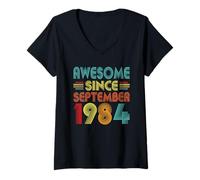 Donna 42nd Birthday Idea Awesome Since September 1984 42 Years Old Maglietta con Collo a V