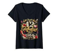 Donna 42nd Birthday Queen Chapter 42 Fabulous Since 1984 Women Maglietta con Collo a V