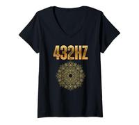 Donna 432HZ Natural Tuning Holy Healing Frequenza Vibrazioni Spazio Maglietta con Collo a V