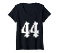 Donna #44 Bianco Numero 44 Latino Sport Fan Team Cholo Easy Maglietta con Collo a V