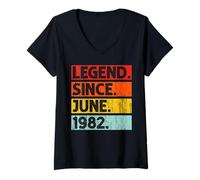 Donna 44th Birthday Gifts Legend Since June 1982 44 Years Old Maglietta con Collo a V