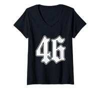 Donna #46 Bianco Numero 46 Latino Sport Fan Team Cholo Easy Maglietta con Collo a V