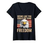Donna 4th of July US Flag Eagle You Could Use Some Freedom Meme Maglietta con Collo a V