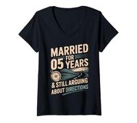 Donna 5 Year Of Marriage - 5 Years Married Maglietta con Collo a V