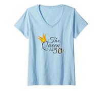 Donna 50° compleanno festa La regina è 50 idee regalo per lei Maglietta con Collo a V