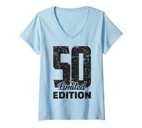 Donna 50° Compleanno Limited Edition Anniversario Annata Anni 50 Maglietta con Collo a V