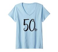 Donna 50° Compleanno, per Le Donne Cinquanta Numero 50 Carino Maglietta con Collo a V