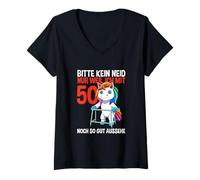 Donna 50° compleanno unicorno per favore non invidia - divertente 50 anni Maglietta con Collo a V