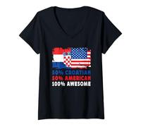 Donna 50% Half Croatian Half American 100% Awesome Croatia Flag Maglietta con Collo a V