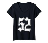 Donna #52 Bianco Numero 52 Latino Sport Fan Team Cholo Easy Maglietta con Collo a V