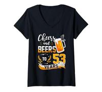 Donna 53° compleanno Saluti e birre a 53 anni nati nel 1969 Maglietta con Collo a V