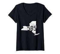 Donna 585 Codice Area Rochester Livingston New York NY Pride Maglietta con Collo a V