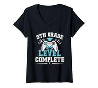 Donna 5th Grade Level Complete Graduation 2026 Class Fifth Grade Maglietta con Collo a V