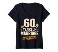 Donna 60 Year Of Marriage - 60 years wedding anniversary Maglietta con Collo a V