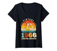 Donna 60 Year Old Limited Edition 1966 - Retro 60th Birthday Women Maglietta con Collo a V