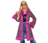 Donna 60s Rétro Afghan Cappotto Groovy Pychedelic Costume Adulto Costume Nuovo