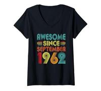 Donna 64th Birthday Idea Awesome Since September 1962 64 Years Old Maglietta con Collo a V