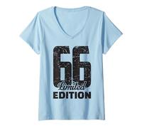 Donna 66° Compleanno, Edizione Limitata, Anniversario, 66 Anni Maglietta con Collo a V