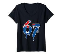 Donna 67 Australia Six Seven Bandiera Australiana Maglietta con Collo a V