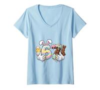 Donna 67 Coniglietto Pasquale Pulcino Cioccolato Dolce Numero Maglietta con Collo a V