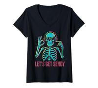 Donna 67 Emote Skeleton Six Seven Let's Get Sendy 67 Meme Funny 67 Maglietta con Collo a V