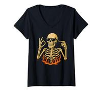 Donna 67 Emote Skeleton Six Seven Let's Get Sendy 67 Meme Funny 67 Maglietta con Collo a V