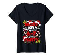 Donna 67 Funny Christmas Meme Most Likely To Say 67 At The Party Maglietta con Collo a V