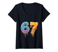 Donna 67 Ice Cream Drip Meme | Funny Six Seven Gen Alpha Slang Maglietta con Collo a V