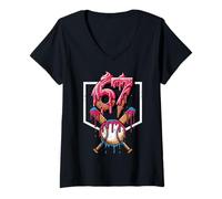 Donna 67 Meme Divertente 6 7 Uomini Donne Bambini Giovani Ragazzi Ragazze Adolescenti Maglietta con Collo a V