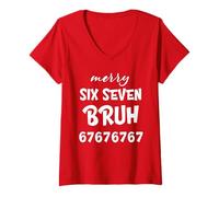 Donna 67 Merry Six Seven Bruh Cool Christmas 6 7 Xmas Meme Maglietta con Collo a V