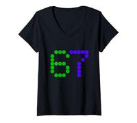 Donna 67 Retro DOT Numero Mardi Gras Ispirato Grafica Maglietta con Collo a V