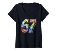 Donna 67 Sei Sette 6-7 Dolce Brainrot Italiano Meme per Bambini Maglietta con Collo a V