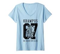 Donna 67 Sei Sette 6 7 Meme Natale Krampus Vintage Varsity Maglietta con Collo a V