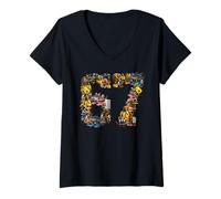Donna 67 Sei Sette Compleanno Meme Virale Italiano Brainrot Halloween Maglietta con Collo a V